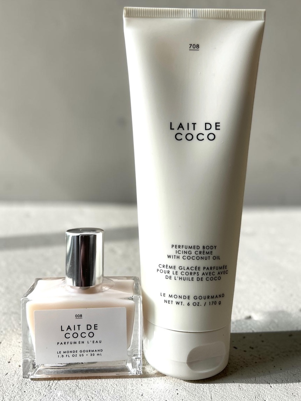 LE MONDE GOURMAND- Lait de Coco Eau de Parfum & Perfumed Body Icing Crème Bundle